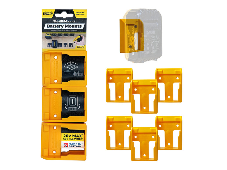 StealthMounts aku hoidik DeWalt XR 18v 20v 54v 60v Flexvolt akudele 6tk
