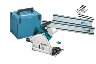 Makita DSP601ZJU 2x18V akusukelsaag + 199140-0 juhtsiin 1000mm + 199141-8 juhtsiin 1500mm + 198885-7 ühenduslüli + 194385-5 juhtsiini pitskruvide kmpl